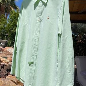 Ralph Lauren Custom Fit, Size XL, Beautiful Green, Long Sleeve, Button Collar